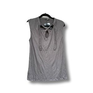 Very Soft- Sisley Gray Sleeveless blouse with keyhole tie front